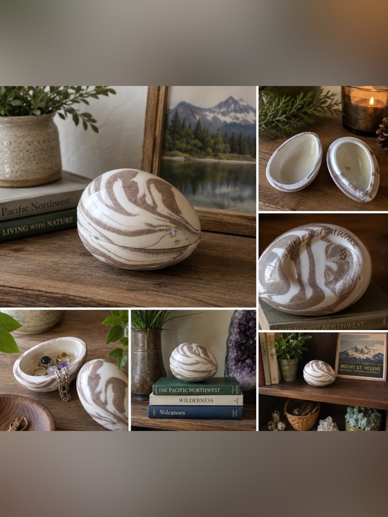 Other - Mount St Helens Ashware Decorative Egg Trinket Box Volcanic Ash Collectible